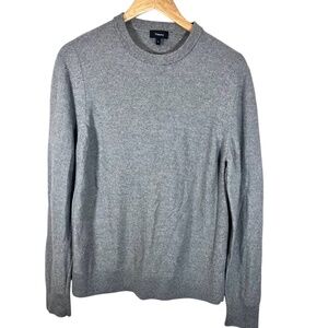 Theory Unisex Grey Merino Wool Long Sleeve Crew Neck Sweater Size XL